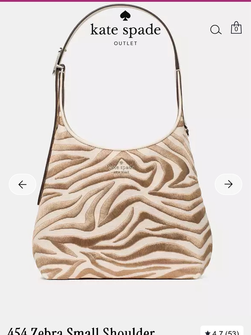 kate spade Beige Zebra Jacquard Shoulder Bag